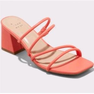 Women's Blakely Mule Heels - A New Day Coral size 9